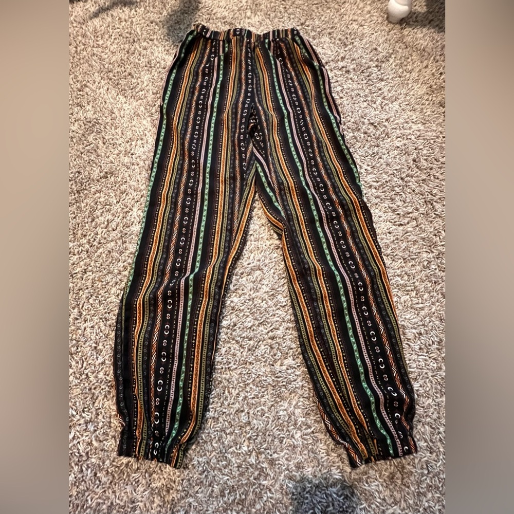 SHEIN Boho Patterned Pants with Black, green, and Orange